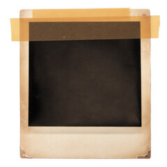 A vintage photo frame with tape isolated on transparent background, ready to be filled with your cherished memories and moments