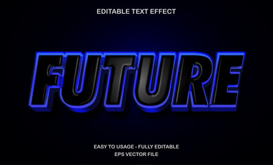 Future text, editable text effect template, 3d bold neon blue futuristic text style