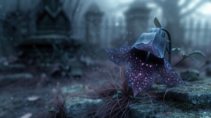 Ethereal Bloom in a Mystical Cemetery