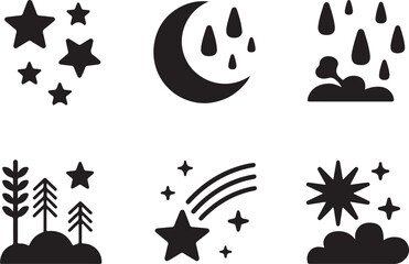 Fototapeta premium Night Sky and Nature Icons