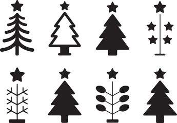 Fototapeta premium Christmas Tree Icons with Stars