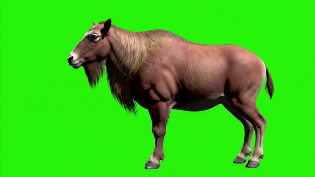 3D Render of Kiang Animal Isolated on Green Screen Chroma Key Animation Footage for Visual Effects and Wildlife Projects