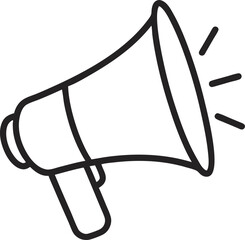 Outline of a megaphone, marketing business icon with white background.