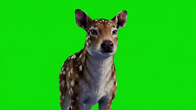 3D Render of Spotted Linsang Isolated on Green Screen for Chroma Key Composition and Wildlife Educational Content in Full Shot