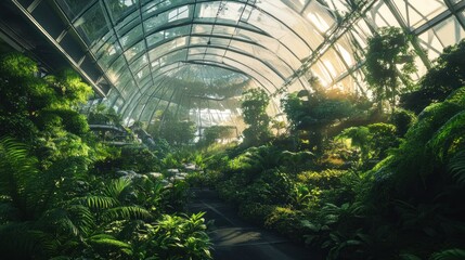 Sunlit Greenhouse Oasis: A Serene Botanical Garden