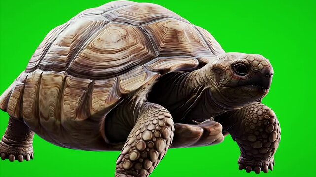 3d Rendered Tortoise Isolated on Green Screen Chroma for Seamless Compositing Perfect for Decoration