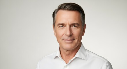 Portrait of a middleaged man in a white collared shirt
