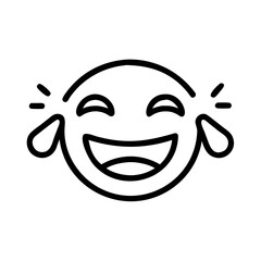 A simple yet expressive line art image of a laughing emoji, conveying pure joy and mirth. This illustration can represent happiness, amusement, or playful emotion.