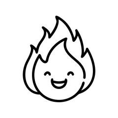 A cartoon illustration of a cheerful and smiling flame.