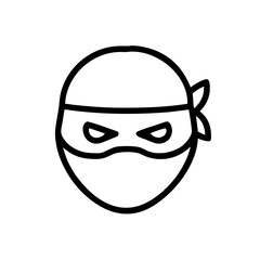 An enigmatic ninja head icon, poised in the shadows, a symbol of stealth, mystery, and skillful mastery.