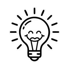 Happy Lightbulb Idea Cartoon