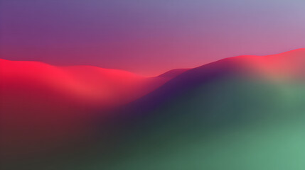 Abstract landscape with smooth, flowing hills in vibrant pink and green hues under a gradient sky