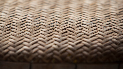 Wicker basket texture background. Closeup of brown woven rattan
