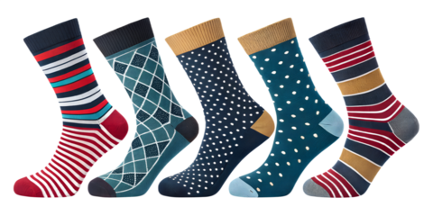 various socks isolated on transparent background


