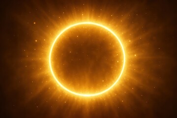 Obraz premium Luminous golden ring of light creating ethereal atmosphere against deep black backdrop