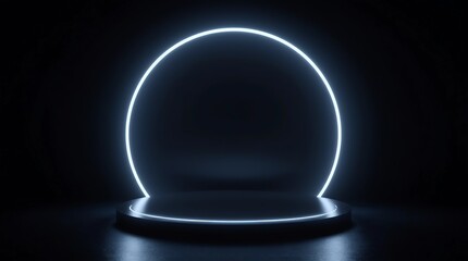 Luxury product background stage and black moon podium pedestal backdrops on universe moonlight display. 3D rendering