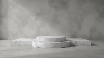 Marble pedestal or product display on luxury background with presentation concept. Stone podium stage. 3D rendering
