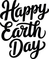 Happy Earth Day Calligraphy Text Isolated on White Background