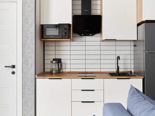 interior design. interior photography of an apartment for rent. One-room apartment with a simple...