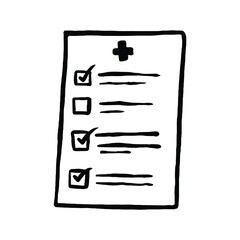 Hand-drawn medical checklist form.