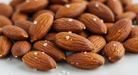 Roasted salted almonds gleam softly under warm light. AI Generated