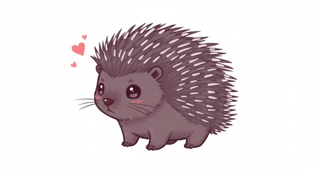 Adorable cartoon hedgehog happily stands soft light. AI Generated
