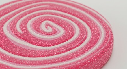 Pink and white swirl candy closeup soft light. AI Generated