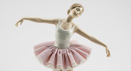 Elegant ballerina figurine gracefully poses soft light enhances porcelain detail. AI Generated