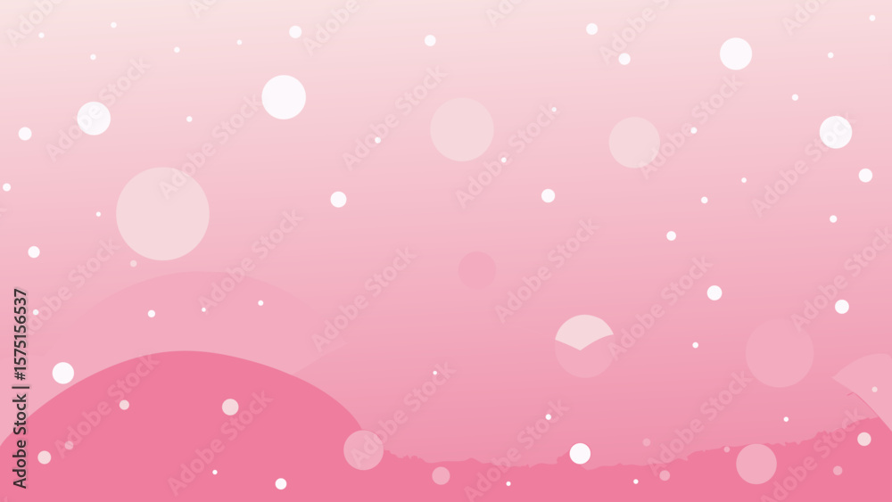 Poster abstract pink background with floating circles and rounded soft shapes design element