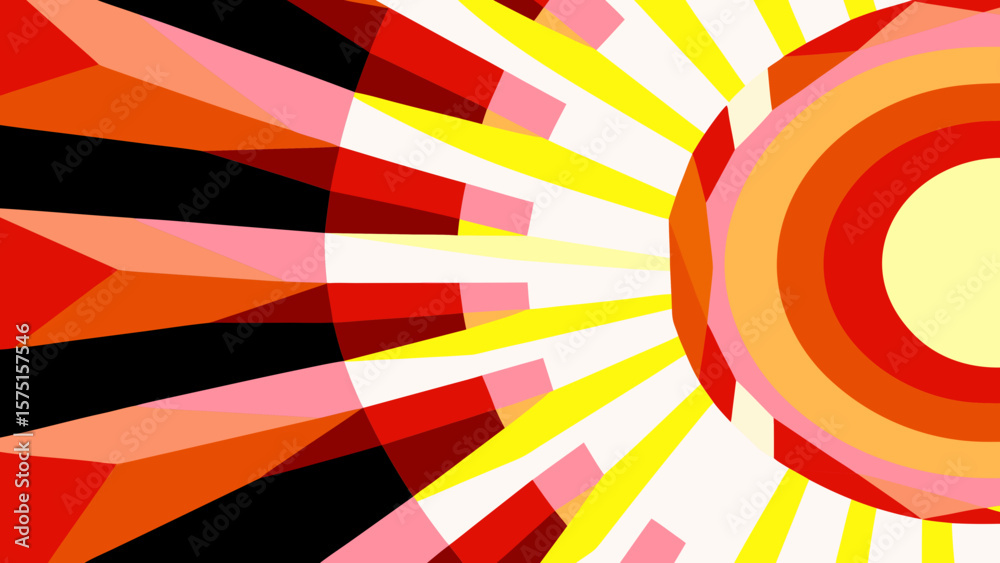Poster geometric abstraction in warm colors with transparency for versatile design projects