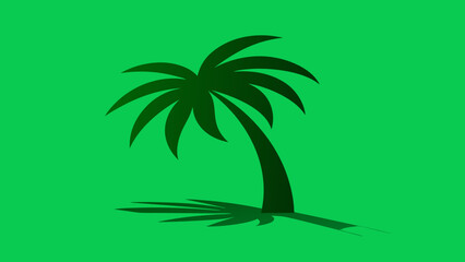 Stylized vector illustration of a palm tree silhouette on a bright green background