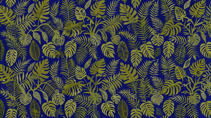 Tropical leafy pattern with layered foliage and transparency for diverse design applications