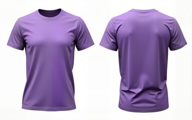 plain purple t-shirt mockup template, with views, front and back, isolated on transparent background, generative ai. High quality