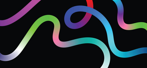 Abstract Background with Color Line Shapes. Geometric Pattern with Squiggle Gradient Elements stock illustration