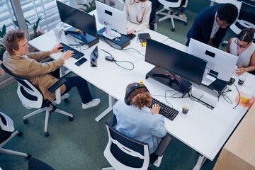 A modern office workspace designed for team collaboration and effective communication