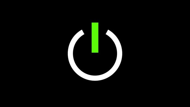 Abstract circle power button icon animated on black background. power off or on button animation on black background.power button icon on power baton on off animation.