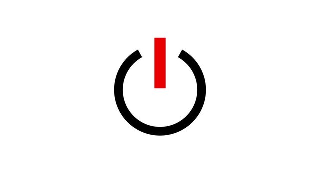 Abstract circle power button icon animated on black background. power off or on button animation on black background.power button icon on power baton on off animation.