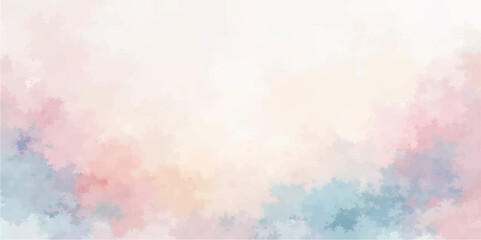 Colourful abstract water colour background with soft clouds and bright splashes on textured paper