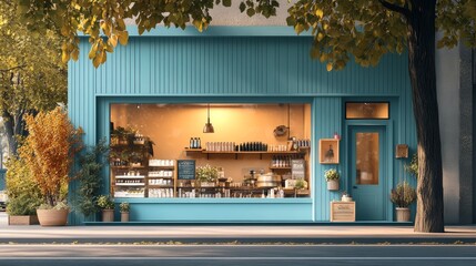 Storefront of pet store in green pastel