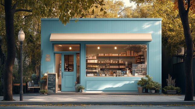 Storefront of pet store in green pastel
