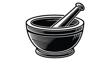 Mortar and Pestle Silhouette – Herbal Medicine and Cooking Icon