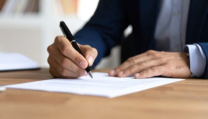 Close-up of person signing a document