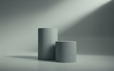 Ribbed cylinders display pedestal studio