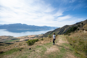 Fototapeta premium Lake Hawea view from Isthmus Peak, New Zealand
