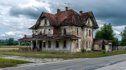 Ruined Abandoned House Exterior Daytime AI Generated Image