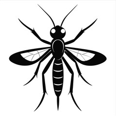 Stylized black silhouette of a mosquito with detailed wings and body