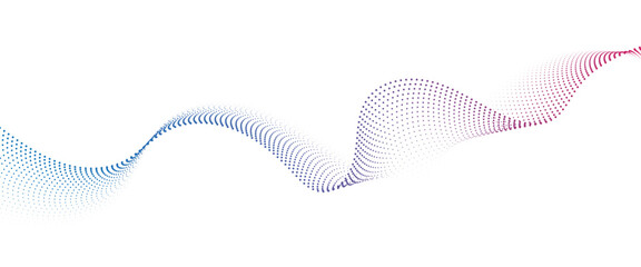 Flowing Dot Wave halftone gradient pattern on transparent background	