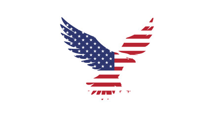 Patriotic Eagle Logo with American USA Flag Wings Vector Illustration
