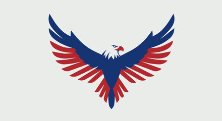 Obraz premium Patriotic Eagle Logo with American USA Flag Wings Vector Illustration