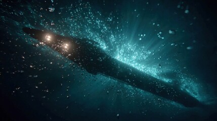 Fototapeta premium In water, sound travels near 1,480 meters per second, enhancing signal transmission in aquatic environments. 